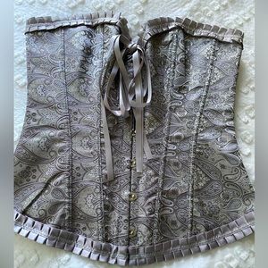 COPY - Silver Grey Brocade Corset